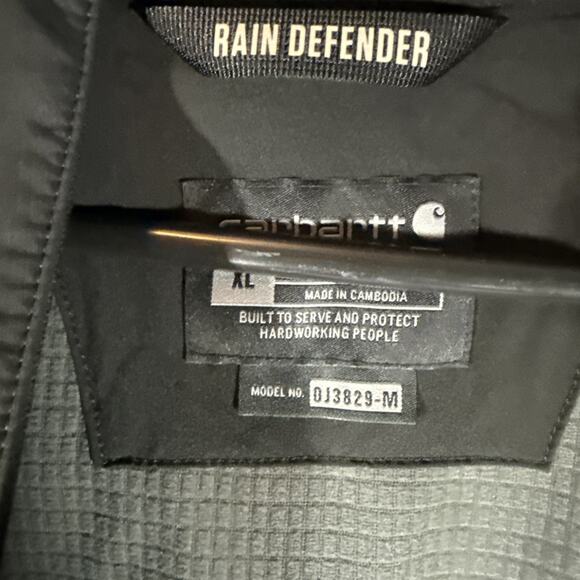 Carhartt Rain Defender Hooded Jacket, 0J3829-M, Black, XL Size - Picture 6 of 12
